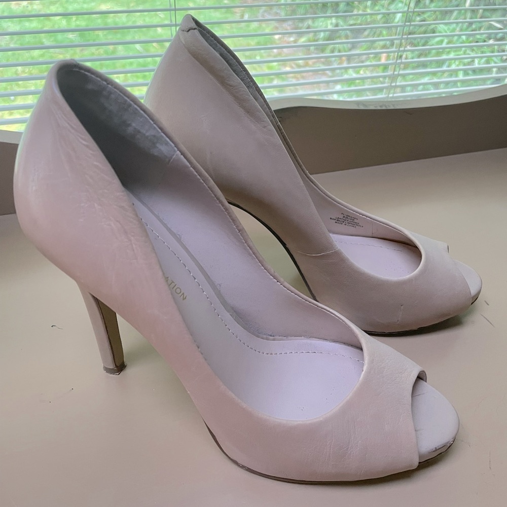 BCBGeneration Peep-toe Pumps, Size 6, Nude
